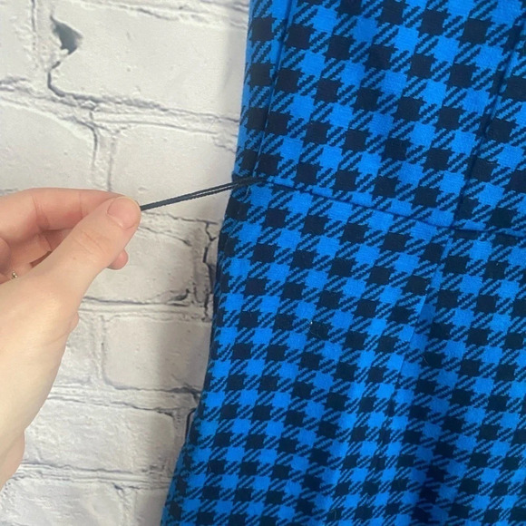 5/$20 Women’s Go International Houndstooth Strapless Dress size 12 Black Blue - Picture 6 of 6